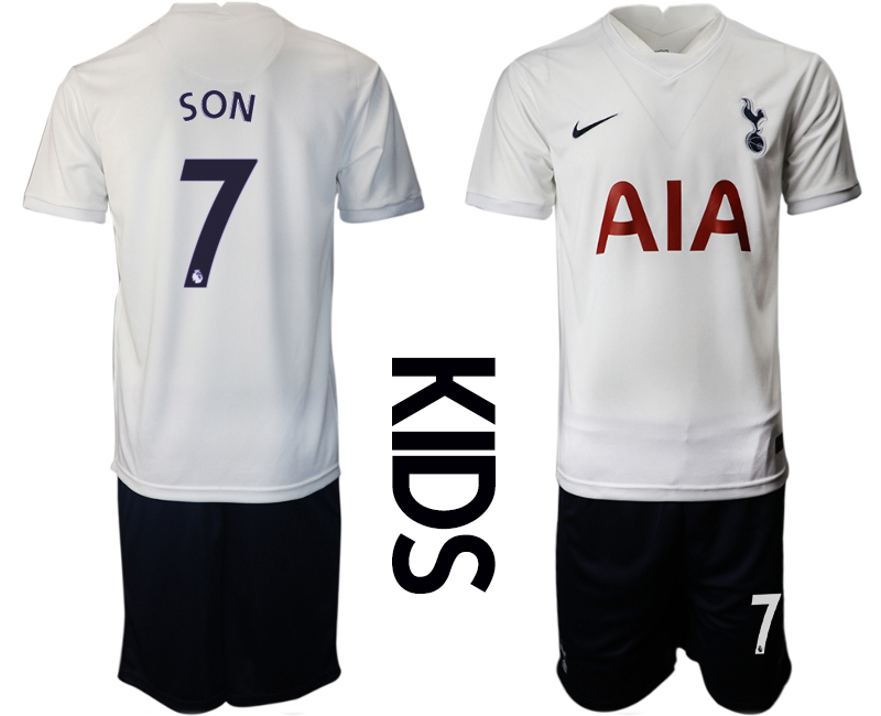 Youth 2021-2022 Club Tottenham home white #7 Nike Soccer Jersey->customized soccer jersey->Custom Jersey